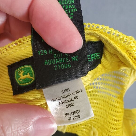 JOHN DEERE Kids Trucker Hat Baseball‎ Adjustable Green Yellow Mesh Cotton - Picture 7 of 9